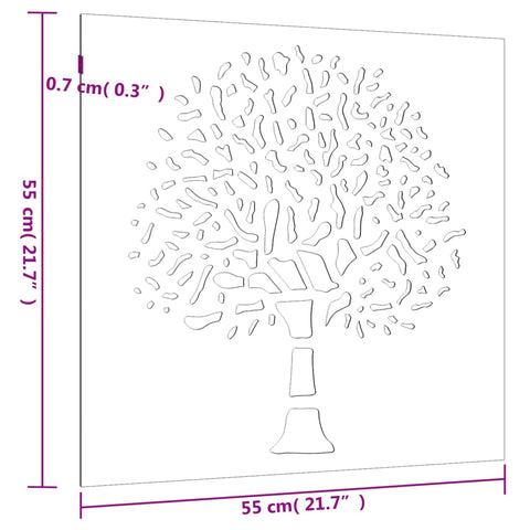 vidaXL Garten-Wanddeko 55x55 cm Cortenstahl Baum-Design