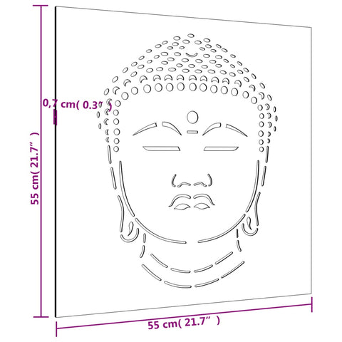 vidaXL Garten-Wanddeko 55x55 cm Cortenstahl Buddha-Kopf