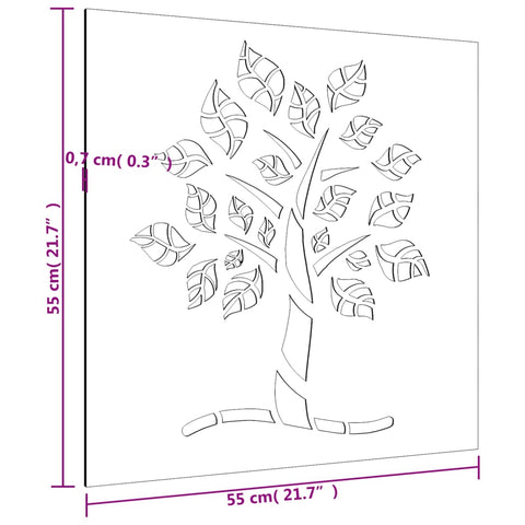 vidaXL Garten-Wanddeko 55x55 cm Cortenstahl Baum-Design