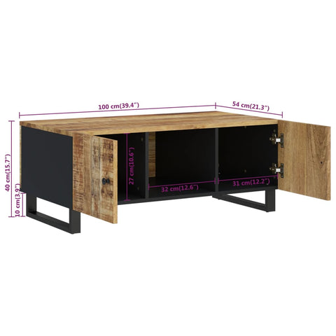 vidaXL Couchtisch 100x54x40 cm Massivholz Mango & Holzwerkstoff