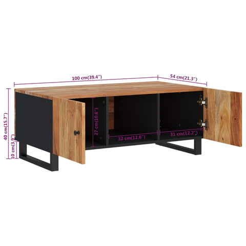 vidaXL Couchtisch 100x54x40 cm Massivholz Akazie & Holzwerkstoff