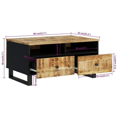 vidaXL Couchtisch 80x54x40 cm Massivholz Mango & Holzwerkstoff