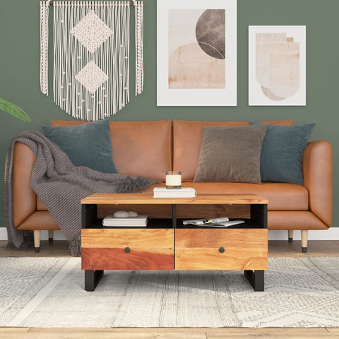 vidaXL Couchtisch 80x54x40 cm Massivholz Akazie & Holzwerkstoff