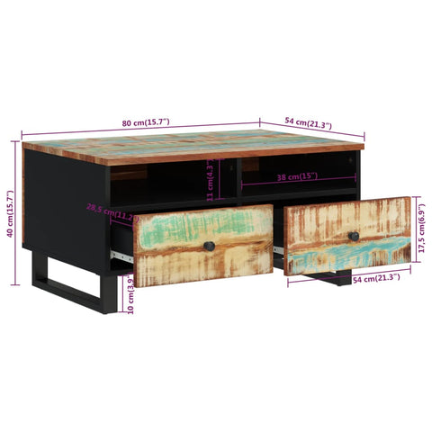 vidaXL Couchtisch 80x54x40 cm Altholz Massiv & Holzwerkstoff