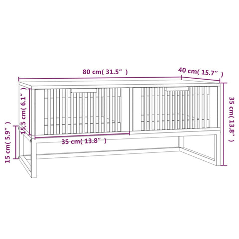 vidaXL Couchtisch Schwarz 80x40x35 cm Holzwerkstoff und Eisen