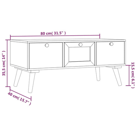 vidaXL Couchtisch mit Schubladen 80x40x35,5 cm Holzwerkstoff