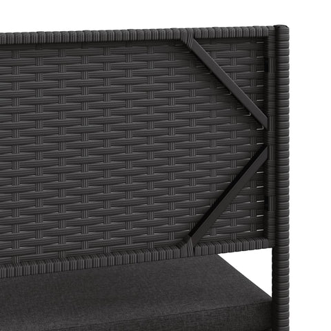 vidaXL Gartensofa in L-Form mit Tisch und Kissen Schwarz Poly Rattan