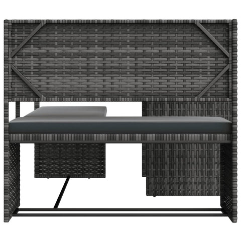 vidaXL Gartensofa in L-Form mit Tisch und Kissen Grau Poly Rattan