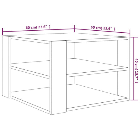 vidaXL Couchtisch Räuchereiche 60x60x40 cm Holzwerkstoff