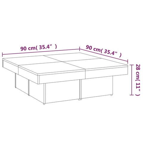 vidaXL Couchtisch Räuchereiche 90x90x28 cm Holzwerkstoff