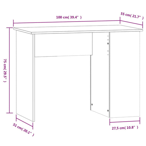 vidaXL Schreibtisch Weiß 100x55x75 cm Holzwerkstoff