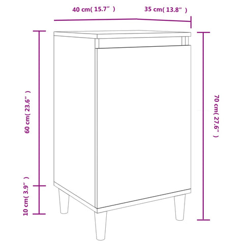 vidaXL Nachttisch Hochglanz-Weiß 40x35x70 cm Holzwerkstoff