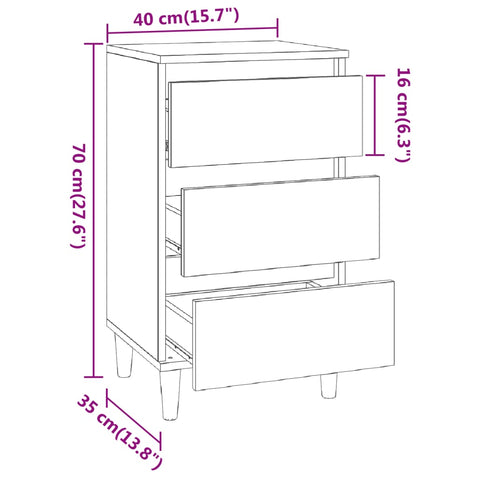 vidaXL Nachttisch Braun Eichen-Optik 40x35x70 cm Holzwerkstoff