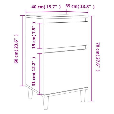 vidaXL Nachttische 2 Stk. Weiß 40x35x70 cm