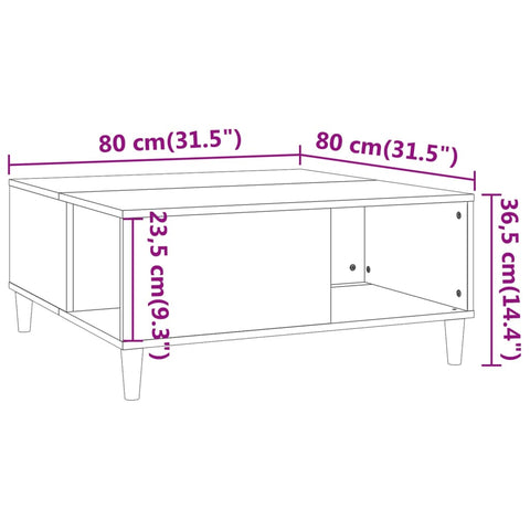 vidaXL Couchtisch Hochglanz-Weiß 80x80x36,5 cm Holzwerkstoff