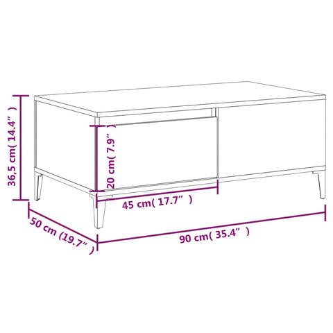 vidaXL Couchtisch Weiß 90x50x36,5 cm Holzwerkstoff