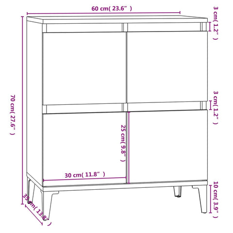 vidaXL Sideboard Schwarz 60x35x70 cm Holzwerkstoff