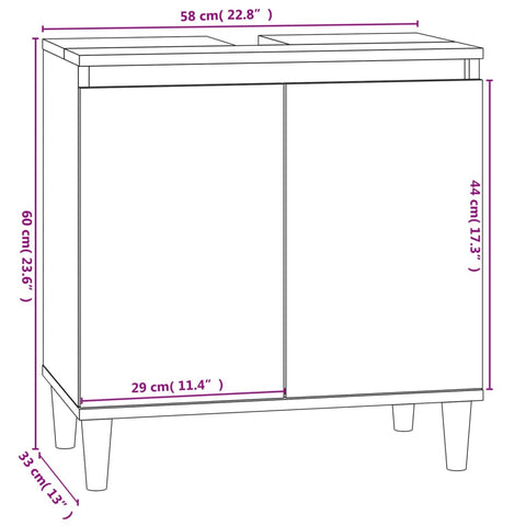 vidaXL Waschbeckenunterschrank Weiß 58x33x60 cm Holzwerkstoff