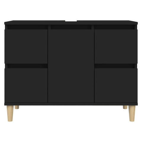 vidaXL Waschbeckenunterschrank Schwarz 80x33x60 cm Holzwerkstoff