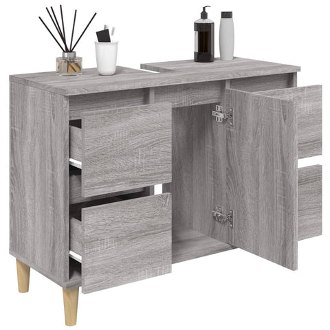 vidaXL Waschbeckenunterschrank Grau Sonoma 80x33x60 cm Holzwerkstoff