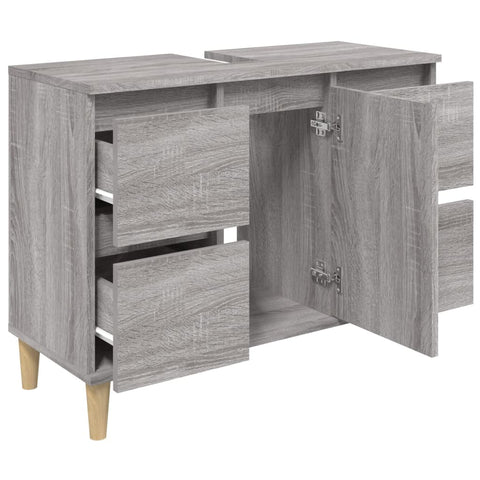 vidaXL Waschbeckenunterschrank Grau Sonoma 80x33x60 cm Holzwerkstoff