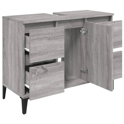 vidaXL Waschbeckenunterschrank Grau Sonoma 80x33x60 cm Holzwerkstoff