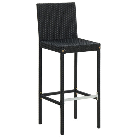 vidaXL Barhocker mit Kissen 6 Stk. Schwarz Poly Rattan