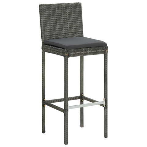 vidaXL Barhocker mit Kissen 6 Stk. Grau Poly Rattan