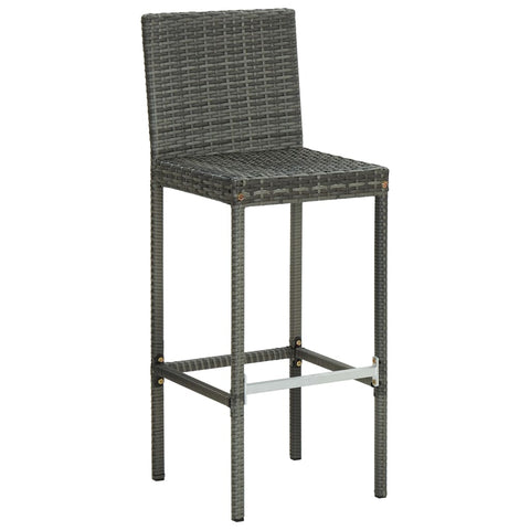 vidaXL Barhocker mit Kissen 6 Stk. Grau Poly Rattan