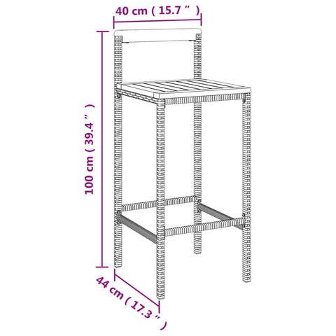 vidaXL Barhocker 2 Stk. Grau Poly Rattan und Massivholz Akazie