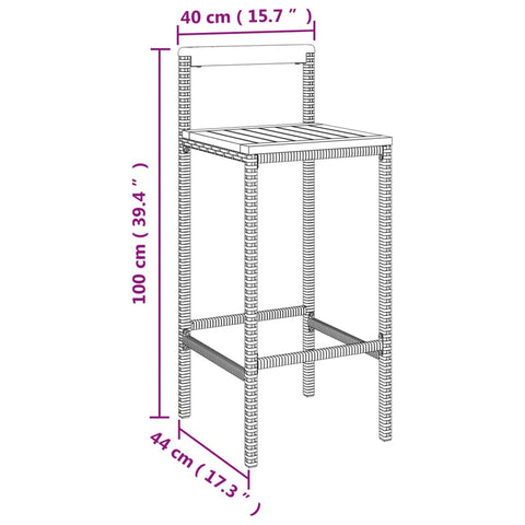 vidaXL Barhocker 4 Stk. Schwarz Poly Rattan und Massivholz Akazie