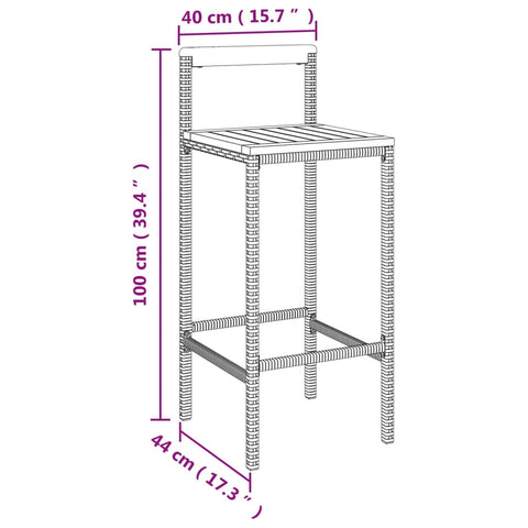 vidaXL Barhocker 4 Stk. Grau Poly Rattan und Massivholz Akazie