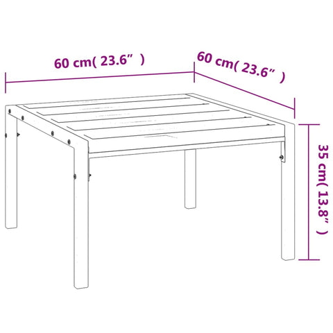 vidaXL Garten-Couchtisch Schwarz 60x60x35 cm Stahl