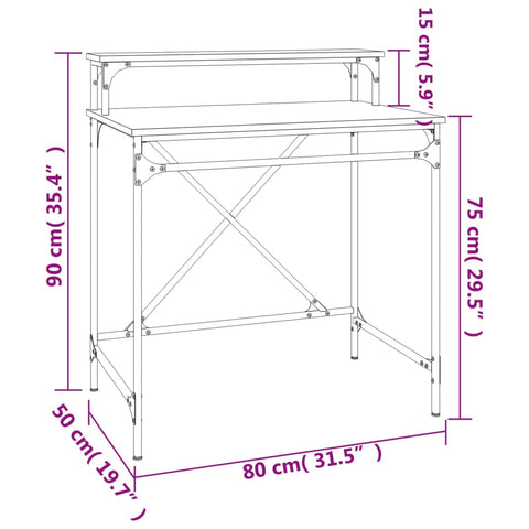 vidaXL Schreibtisch Räuchereiche 80x50x90 cm Holzwerkstoff und Eisen