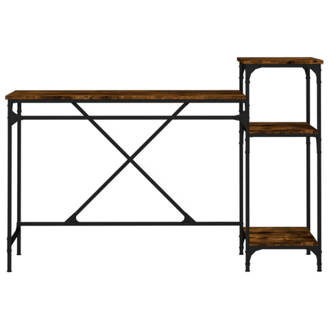 vidaXL Schreibtisch mit Regal Räuchereiche 135x50x90 cm Holzwerkstoff