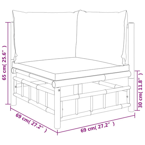 10-tlg. Garten-Lounge-Set mit Cremeweißen Kissen Bambus