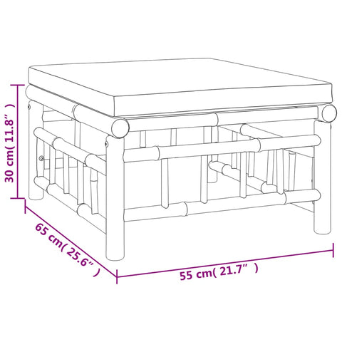 10-tlg. Garten-Lounge-Set mit Cremeweißen Kissen Bambus