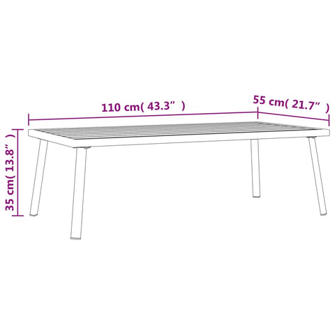 vidaXL Garten Couchtisch Anthrazit 110x55x35cm Stahl