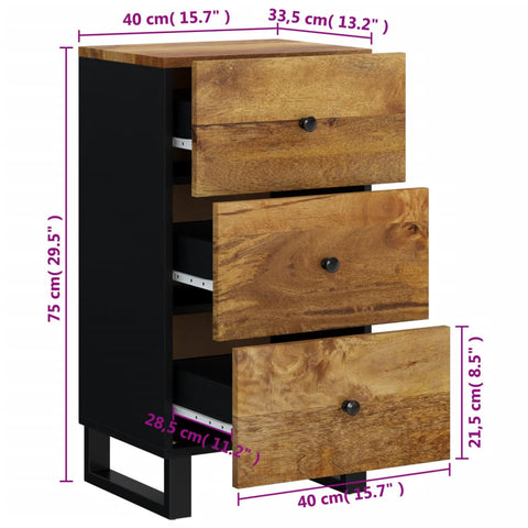 vidaXL Sideboard mit 3 Schubladen 40x33,5x75 cm Massivholz Mango