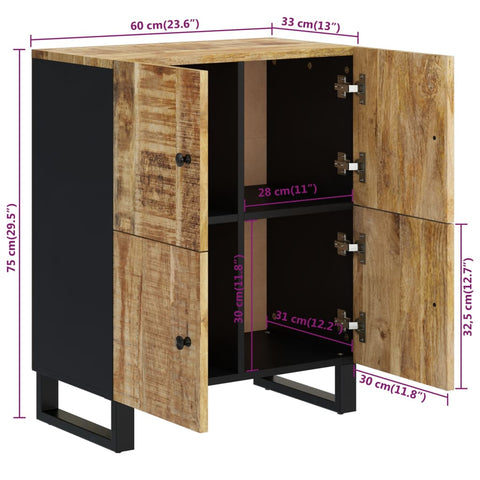 vidaXL Sideboard mit 4 Türen 60x33x75 cm Massivholz Mango