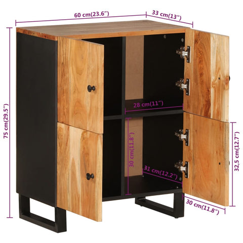 vidaXL Sideboard mit 4 Türen 60x33x75 cm Massivholz Akazie