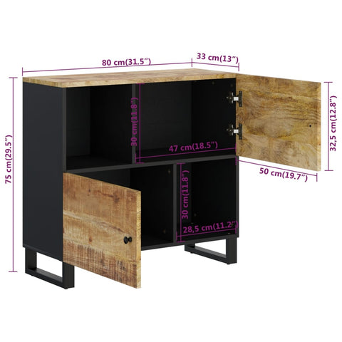 vidaXL Sideboard mit 2 Türen 80x33x75 cm Massivholz Mango