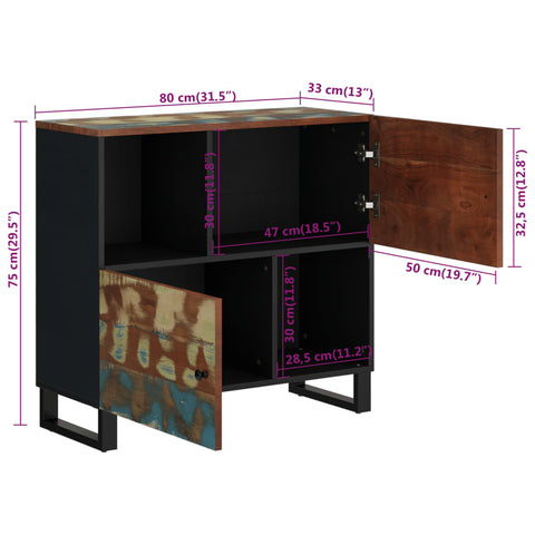 vidaXL Sideboard mit 2 Türen 80x33x75 cm Altholz Massiv