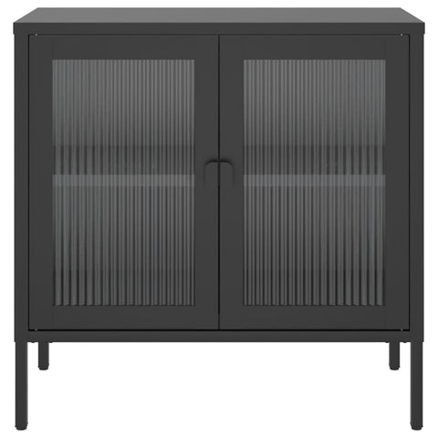 Sideboard Schwarz 70x35x70 cm Glas und Stahl