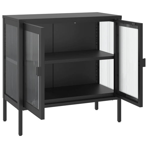 Sideboard Schwarz 70x35x70 cm Glas und Stahl