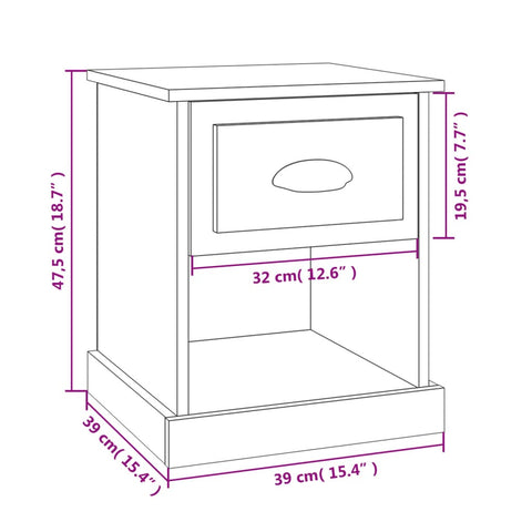 vidaXL Nachttische 2 Stk. Weiß 39x39x47,5 cm Holzwerkstoff