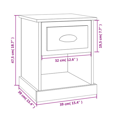 vidaXL Nachttisch Sonoma-Eiche 39x39x47,5 cm Holzwerkstoff