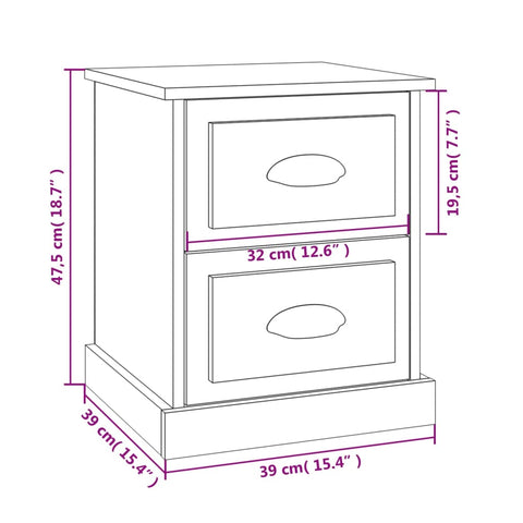 vidaXL Nachttische 2 Stk. Weiß 39x39x47,5 cm Holzwerkstoff