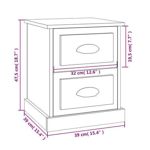 vidaXL Nachttische 2 Stk. Sonoma-Eiche 39x39x47,5 cm Holzwerkstoff