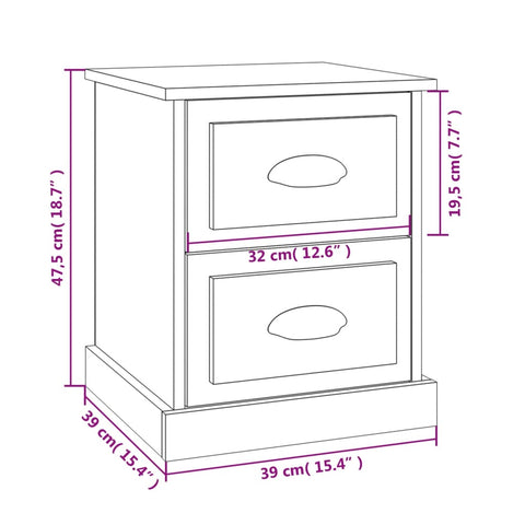 vidaXL Nachttisch Betongrau 39x39x47,5 cm Holzwerkstoff